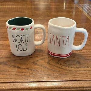 Rae‎ Dunn SANTA and NORTH POLE mugs